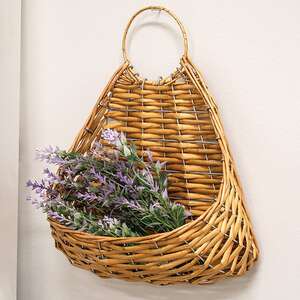 Tan Wicker Hanging Wall Planter 65345;