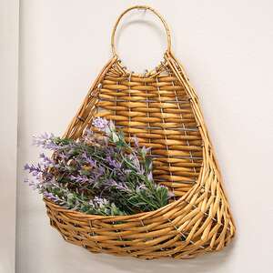 Tan Wicker Hanging Wall Planter 65345