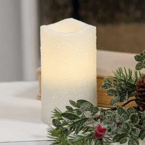 White Glitter Timer Pillar, 3"x5" 85117;