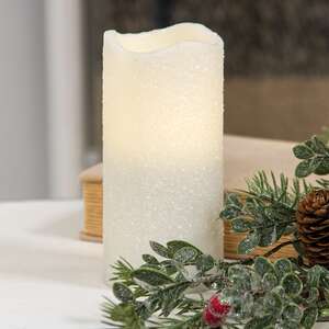 White Glitter Timer Pillar, 3"x6" 85119;