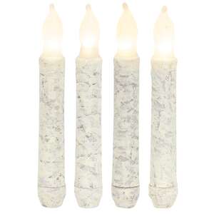 4 Set, Rustic White Timer Tapers, 6.5"