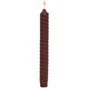 Burnt Burgundy Vintage Twist Flicker Flame Timer Taper, 9.5"
