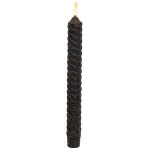 Black Vintage Twist Flicker Flame Timer Taper, 9.5"