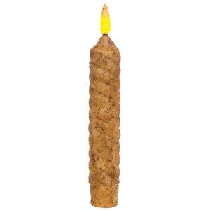 Burnt Ivory Vintage Twist Flicker Flame Timer Taper, 6.25"