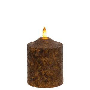 Burnt Mustard Flicker Flame Timer Cake Pillar, 4"
