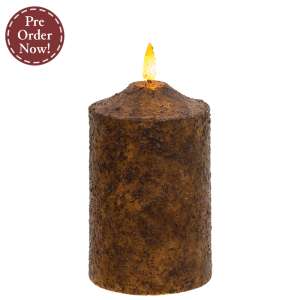 Burnt Mustard Flicker Flame Timer Cake Pillar, 5" #85253