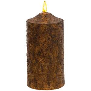 Burnt Mustard Flicker Flame Timer Cake Pillar, 6"