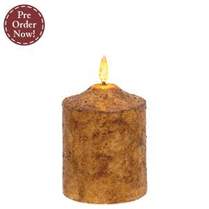Burnt Ivory Flicker Flame Timer Cake Pillar, 4" #85255