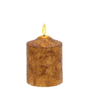 Burnt Ivory Flicker Flame Timer Cake Pillar, 4" #85255
