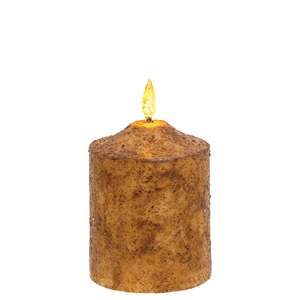 Burnt Ivory Flicker Flame Timer Cake Pillar, 4"