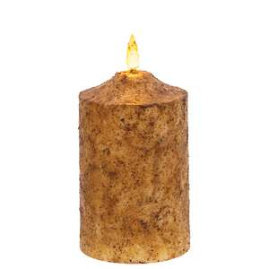 Burnt Ivory Flicker Flame Timer Cake Pillar, 5"