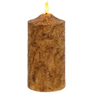 Burnt Ivory Flicker Flame Timer Cake Pillar, 6" #85257