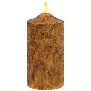 Burnt Ivory Flicker Flame Timer Cake Pillar, 6"