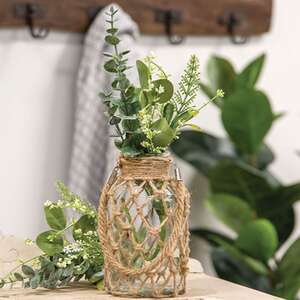 Small Glass Vase with Rope Net