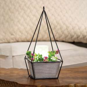 Wood Plant Holder w/Triangle Metal Frame #BB9S156