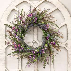 Lilac & Lavender Blossoms Twig Wreath FSR51630