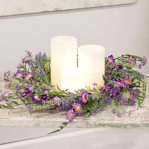 Lilac & Lavender Blossoms Candle Ring, 6.5" FSR51633;