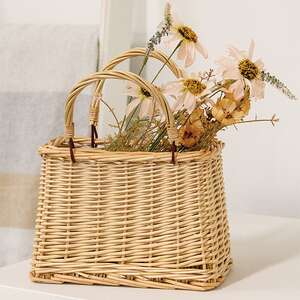 Natural Willow Tapered Basket w/Handles HAC2413;