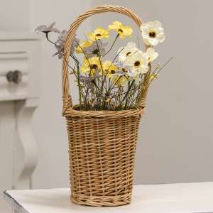 Natural Willow Flower Basket w/Handle HAC2414