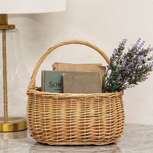 Natural Willow Oval Gathering Basket w/Handle HAC2415;