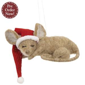 Christmas Sleeping Mouse Felted Ornament #HBYX4001