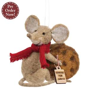 Cookies for Santa Christmas Mouse Felted Ornament #HBYX4002