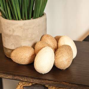 Natural & Ivory Burlap Eggs, 9/Set SR16631