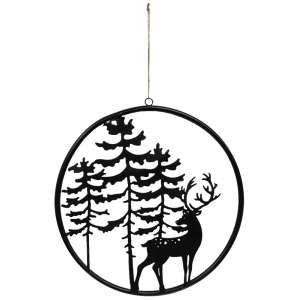 18064 Cast Iron Reindeer In The Woods Silhouette Hanger