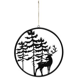 18064 Cast Iron Reindeer In The Woods Silhouette Hanger;