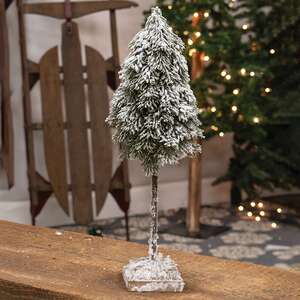 Heavy Snowy Weeping Pine Tree on Base, 16" ;