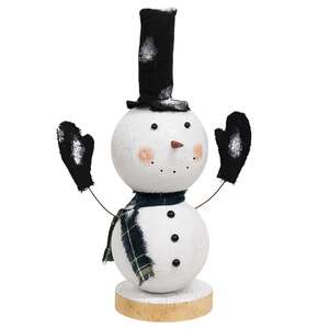 Glittered Roly Poly Top Hat Snowman on Base