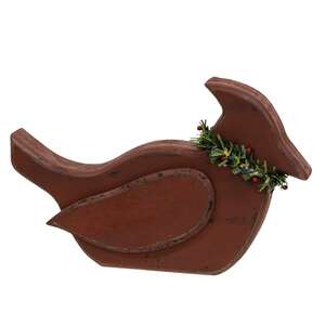 Chunky Distressed Wooden Cardinal Sitter
