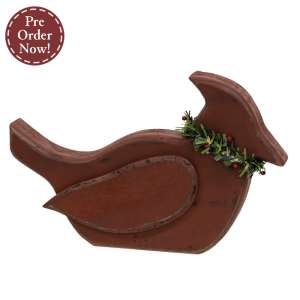 Chunky Distressed Wooden Cardinal Sitter #37869