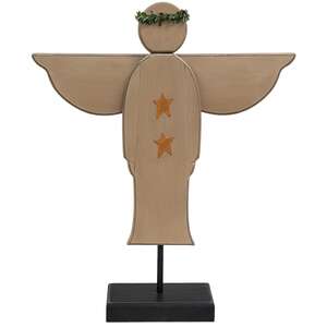 Distressed Wooden Angel on Base