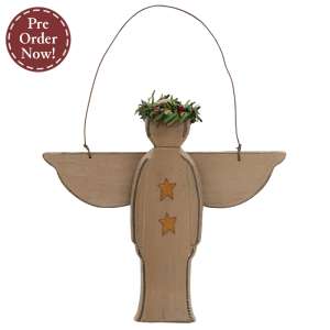 Distressed Wooden Angel Ornament #37875