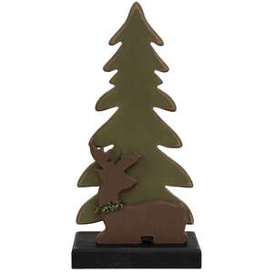 Wooden Pine Tree & Reindeer on Base