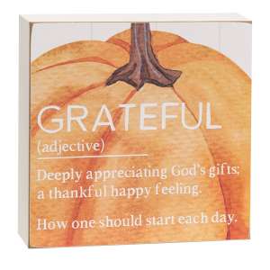 Thankful/Grateful Definition Pumpkin Box Sign, 2 Asstd. 37896