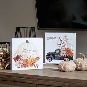 A Thankful Heart Fall Floral Box Sign, 2 Asstd. 37898;