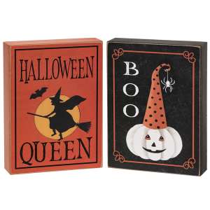 Halloween Queen Vintage Look Box Sign, 2 Asstd. #37974