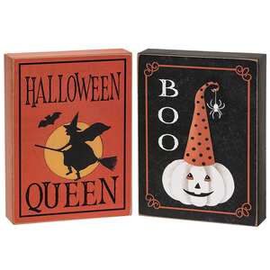 Halloween Queen Vintage Look Box Sign, 2 Asstd.