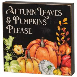 Autumn Leaves & Pumpkins Please Box Sign