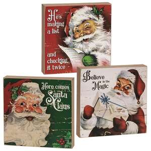 Believe in the Magic Vintage Santa Box Sign, 3 Asstd.;