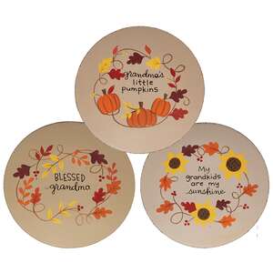 Blessed Grandma Fall Leaves Plate, 3 Asstd.