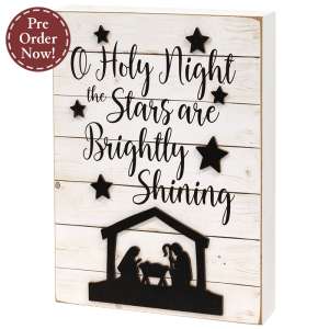 Oh Holy Night Nativity Silhouette Box Sign #38133