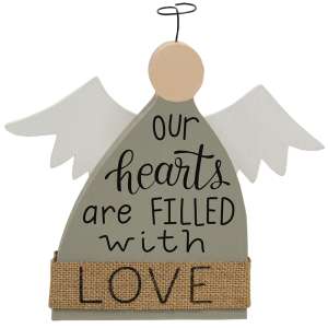 38173 Our Hearts Are Filled With Love Wooden Angel Sitter