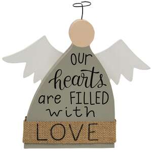 38173 Our Hearts Are Filled With Love Wooden Angel Sitter;