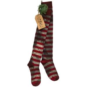 Primitive Red Striped Stocking Ornament