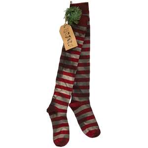 Primitive Red Striped Stocking Ornament #CS38653