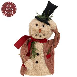 Winter Greeting Snowman Doll with Top Hat #CS38958