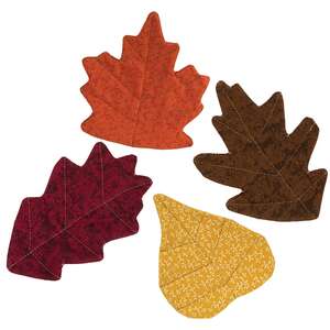 4 Set, Quilted Fall Leaves